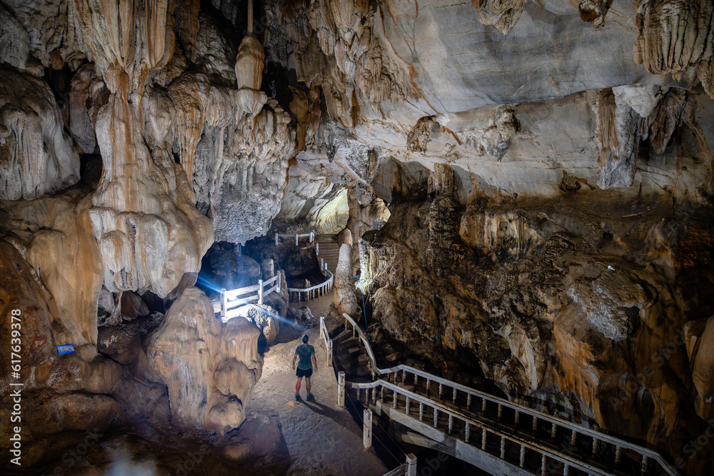 amazing indoor view of phu kham cave in vang vieng, laos