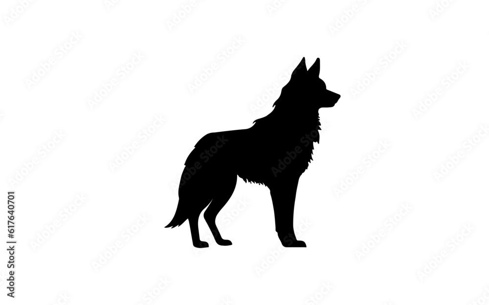 Wolf shape isolated illustration with black and white style for template.