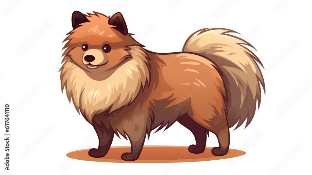 A white isolated Pomeranian dog. (Illustration, Generative AI) A white isolated Pomeranian dog. (Illustration, Generative AI)