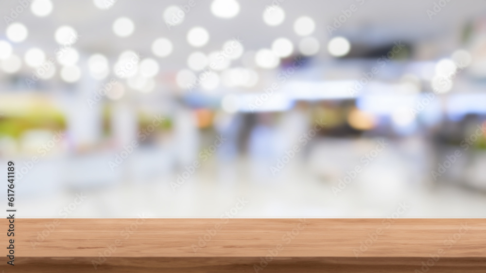 Obraz premium Wood table presentation with blurred background.Generative AI illustration.