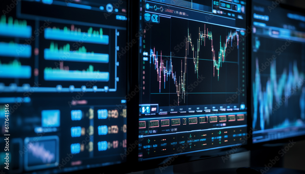 Digital chart analyzing investment growth for successful trading industry generated by AI Digital chart analyzing investment growth for successful trading industry generated by AI