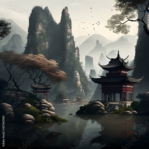 china landscape wallpaper illustration abstract 