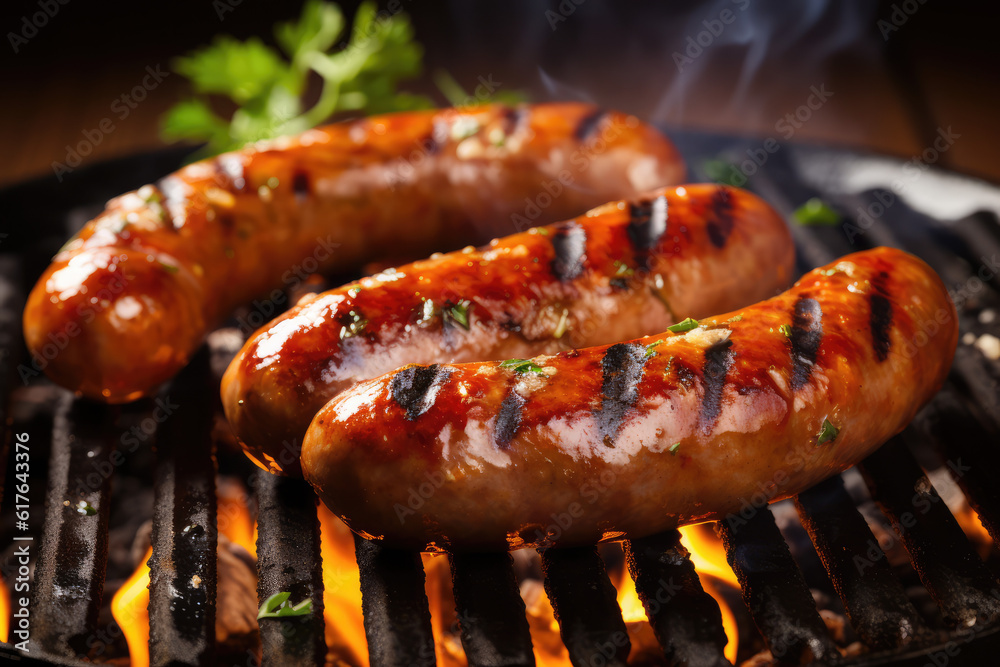 marinade and grilled sausages, transparent background (PNG). Generative AI. marinade and grilled sausages, transparent background (PNG). Generative AI.