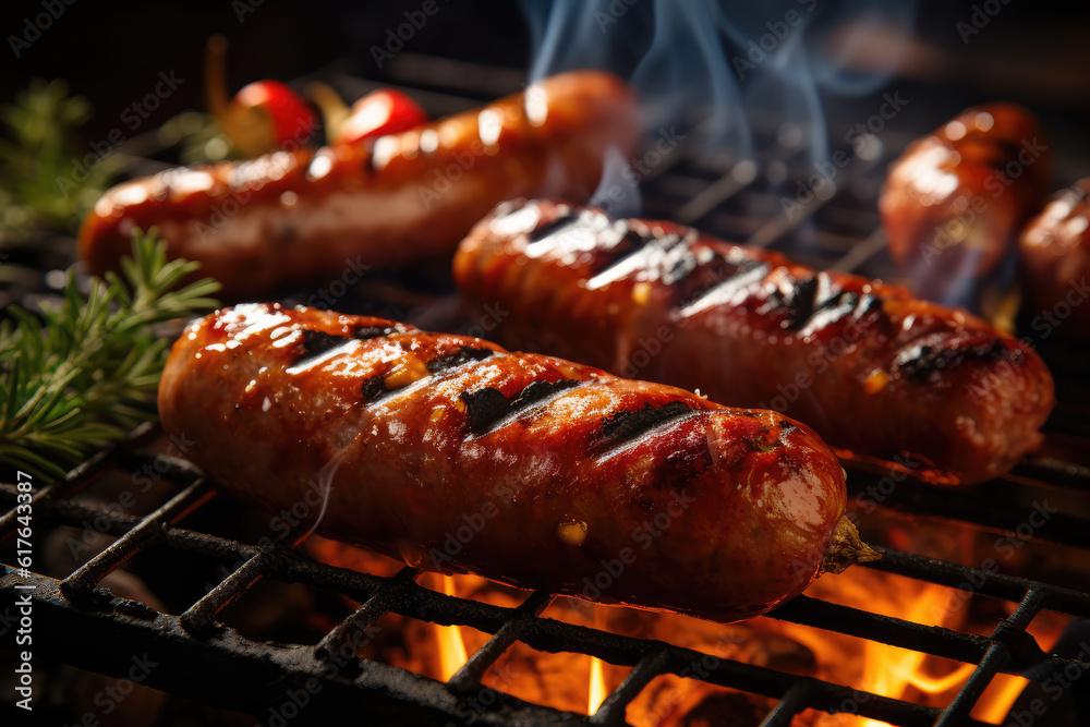 marinade and grilled sausages, transparent background (PNG). Generative AI. marinade and grilled sausages, transparent background (PNG). Generative AI.