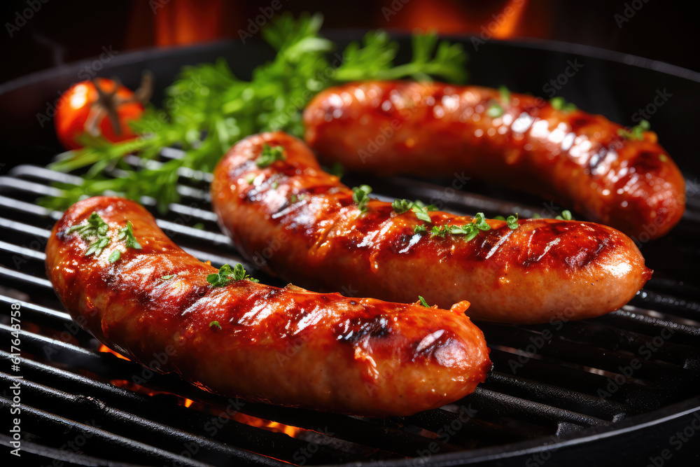 marinade and grilled sausages, transparent background (PNG). Generative AI. marinade and grilled sausages, transparent background (PNG). Generative AI.