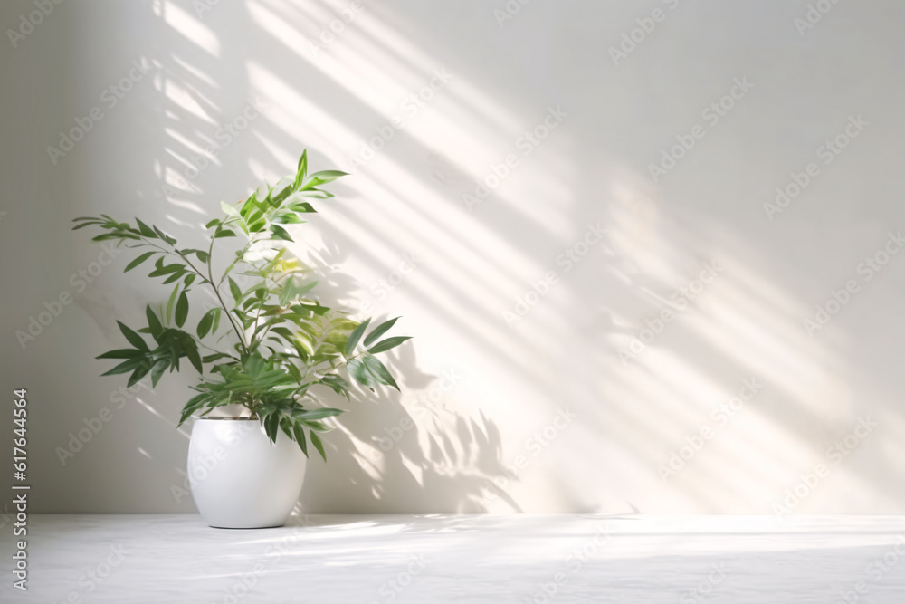 Sunlight shining into an empty room. 3D rendering, white walls in the interior of the room