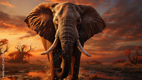 Giant Male elephant at sunset © Sasint