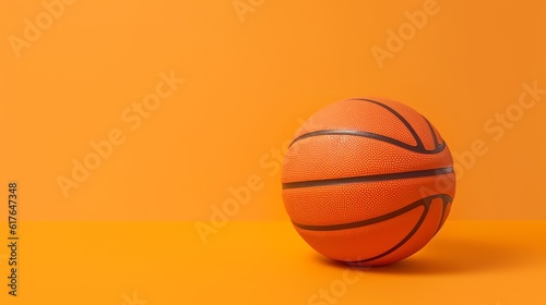 Basketball close up wallpaper, illustration for product presentation template, copy space dark background. 