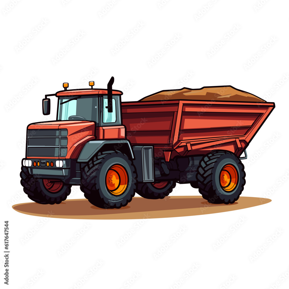 Farm Fertilizer Distributor: Manure Spreader in Vector Cartoon Style ...