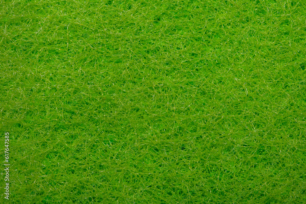 Intensywna pusta jasno zielona tapeta, utworzona z szorstkiej gąbki w zbliżeniu macro - obrazy, fototapety, plakaty 
