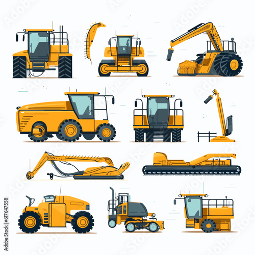 Agrarian Aid: Harvesting Equipment in Vector Cartoon Style
