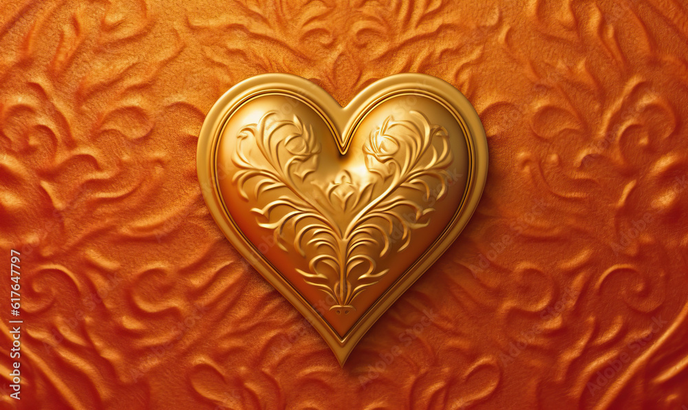 Heart-Shaped Embossed Leather Decoration. Created using generative AI tools Heart-Shaped Embossed Leather Decoration. Created using generative AI tools