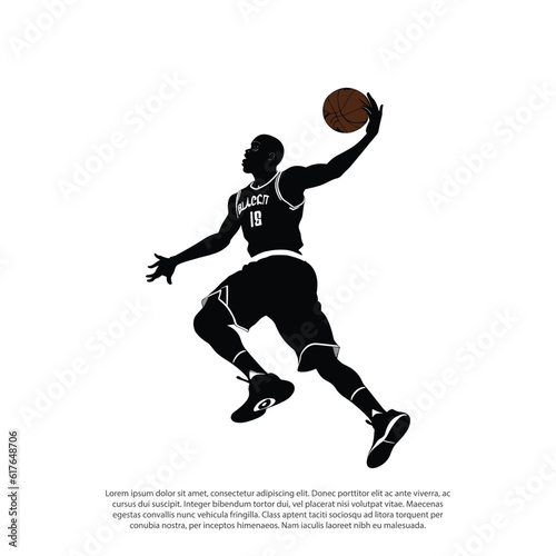 Basketball Player Silhouettes. dunk pose basketball players isolated vector illustration. slamdunk style basketball player silhouette vector illustration. Good for sport graphic resources.