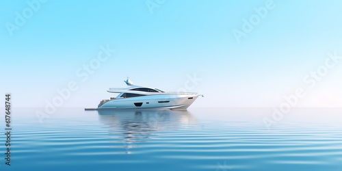 Luxury yacht on the ocean illustration for product presentation template, copy space background. 