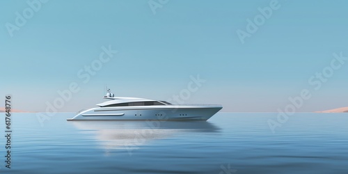 Luxury yacht on the ocean illustration for product presentation template, copy space background. 