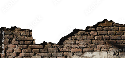 broken brick wall isolated