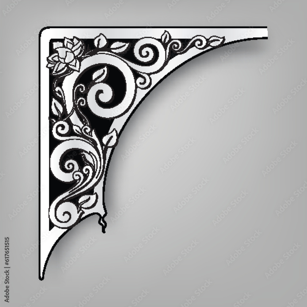 Border floral retro pattern antique style acanthus foliage, Swirl decorative corner design element filigree calligraphy