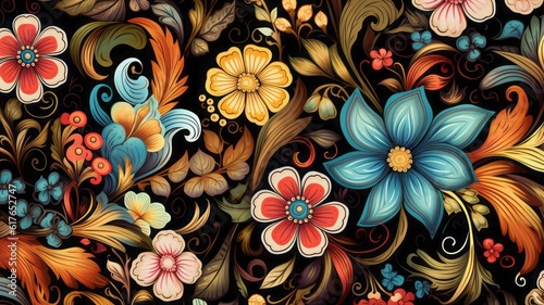 Flowers pattern seamless art decor paisley beautiful