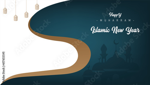 elegant design banner poster minimalist wallpaper Islamic hijri new year muharram