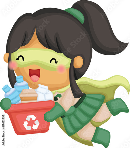 a vector of a girl superhero of earth