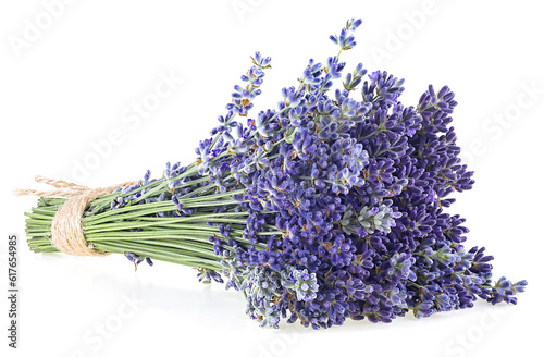Fresh lavender bouquet isolated on a white background. Bunch of lavender flowers.