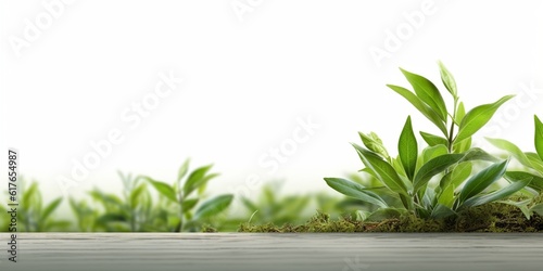 Green leaves copy space blurred background  AI Generateand