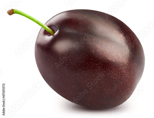 Ripe plum isolated on white background.