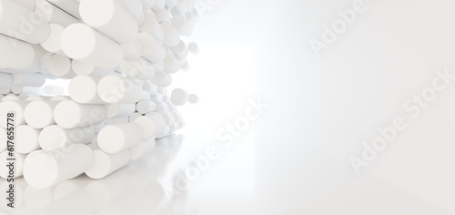 Obraz na płótnie Luxury white abstract architectural minimalistic background. Contemporary showroom. Modern exhibition stand. Empty gallery. Backlight. Polygonal Graphic Design. 3D illustration and rendering. w salonie