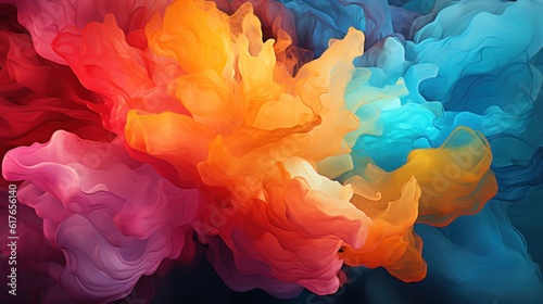 A world of vivid imagination with an abstract colorful background, where vibrant hues blend seamlessly in an explosion of creativity. Created with Generative AI