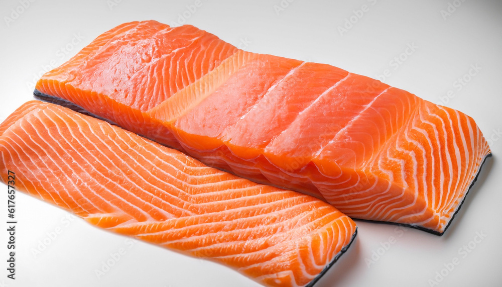 Fresh salmon fillet on the white background. Fresh salmon fillet on the white background.