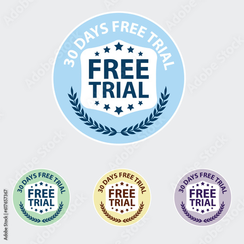 Free Trail Pictogram icon, symbol, seal, badge,stamp, emble, logo, sign, packaging, try, 30 days trial, marketing, business, promotion, sale, online shoping, tag, special offer. light color.