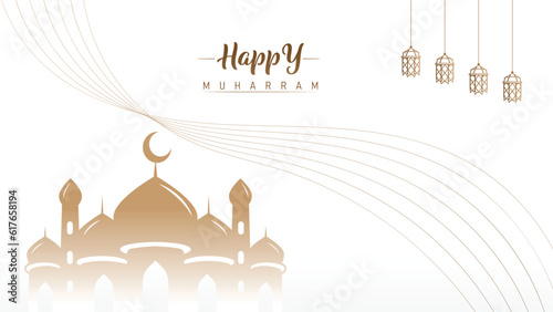 elegant design banner poster minimalist wallpaper Islamic hijri new year muharram