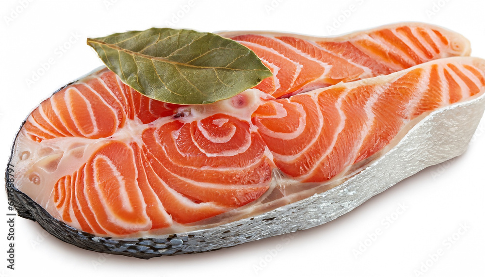 salmon, trout, steak, slice of fresh raw fish, isolated on white background, clipping path, full depth of field salmon, trout, steak, slice of fresh raw fish, isolated on white background, clipping path, full depth of field