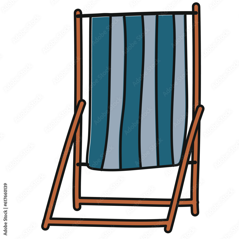 lounge beach folding chairs handdrawn summer vector illustration