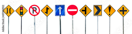 Fotografie, Obraz Set of traffic road signs isolated