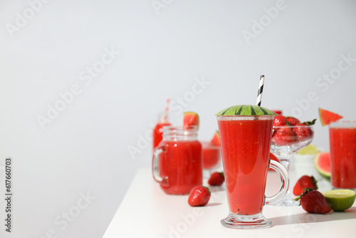 Concept of fresh and tasty summer drink - Watermelon smoothie