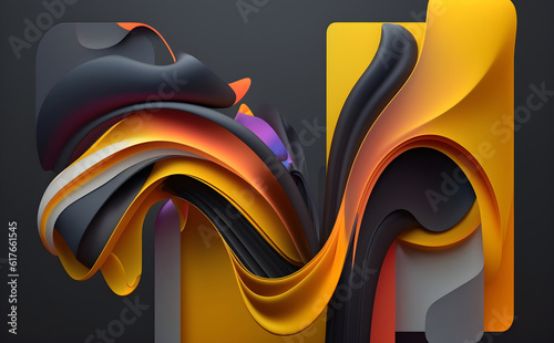 Abstract background with dynamic waves and flowing liquid shapes  Generative AI