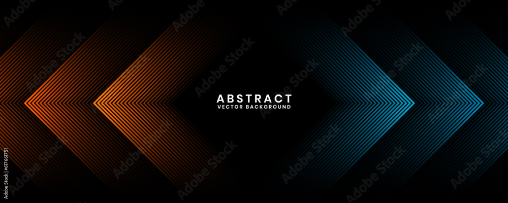 3D orange blue techno abstract background overlap layer on dark space with glowing lines decoration. Modern graphic design element future style concept for banner, flyer, card, or brochure cover