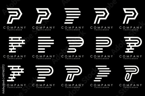 Set of letters P logo design. modern creative monogram icon design inspiration.