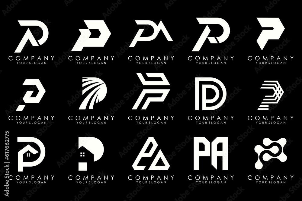 Set of letters P logo design. modern creative monogram icon design inspiration. Set of letters P logo design. modern creative monogram icon design inspiration.