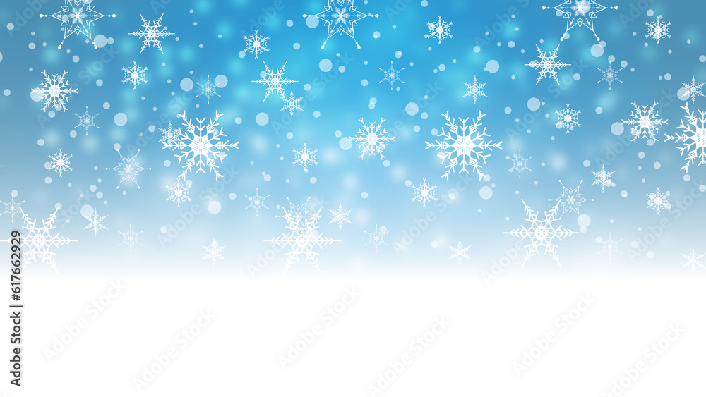 Snowfall blue background with snowflake