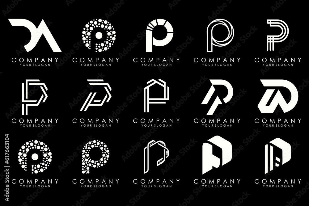 Set of letters P logo design. modern creative monogram icon design inspiration. Set of letters P logo design. modern creative monogram icon design inspiration.