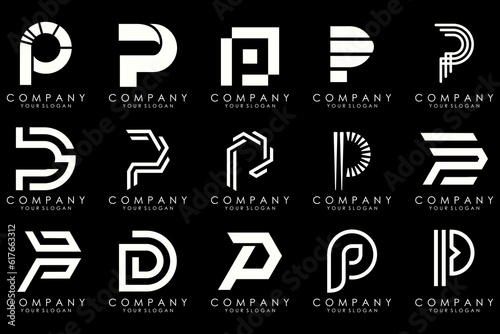 Set of letters P logo design. modern creative monogram icon design inspiration.