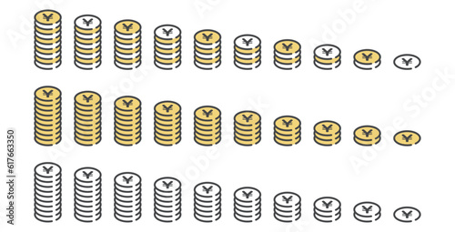 お金が10枚積み重なるイメージセット