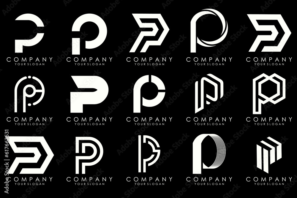 Set of letters P logo design. modern creative monogram icon design inspiration. Set of letters P logo design. modern creative monogram icon design inspiration.
