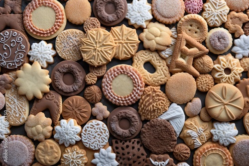 Closeup cookie. Crafted dessert snack. Chocolate, biscuits and homemade creations