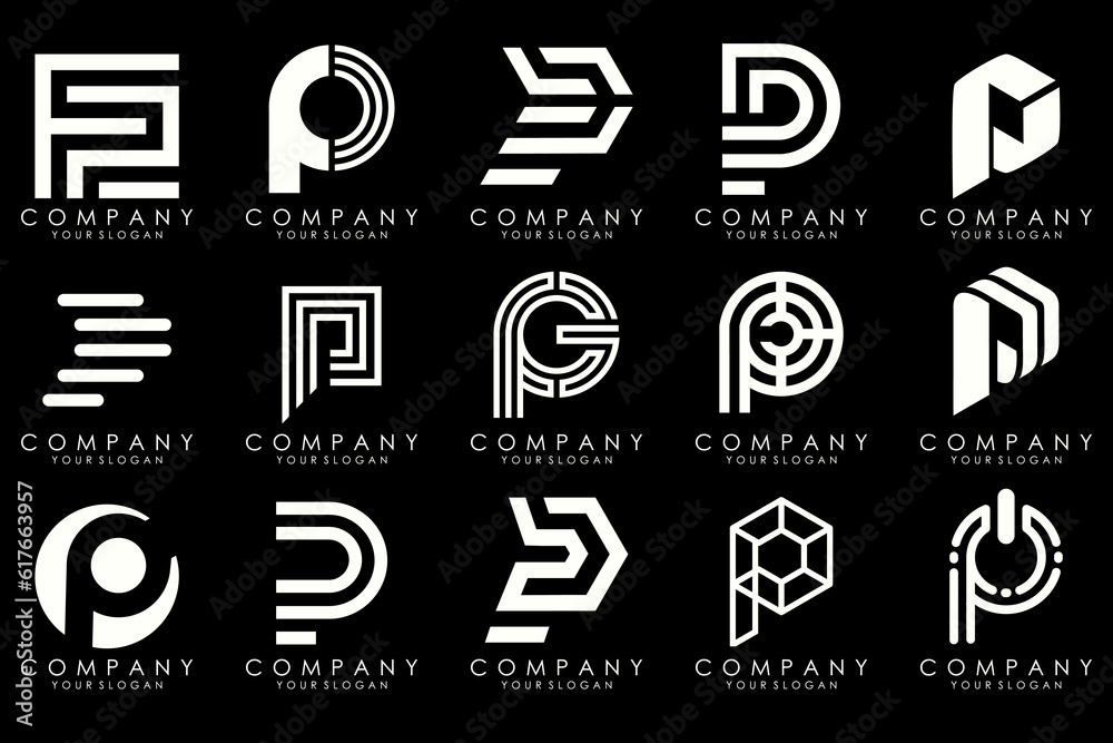 Set of letters P logo design. modern creative monogram icon design inspiration. Set of letters P logo design. modern creative monogram icon design inspiration.