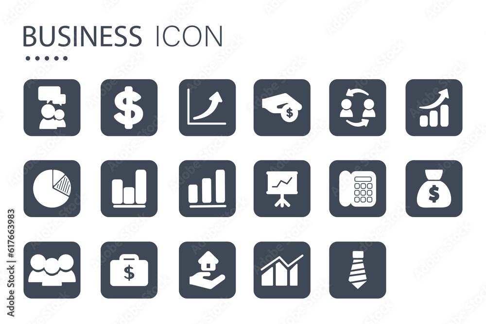 Business icon in black square. Isolated on white background. Business icon in black square. Isolated on white background.