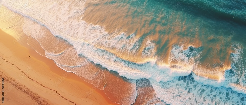 an aerial view of waves running out on the beach an aerial view of waves running out on the beach