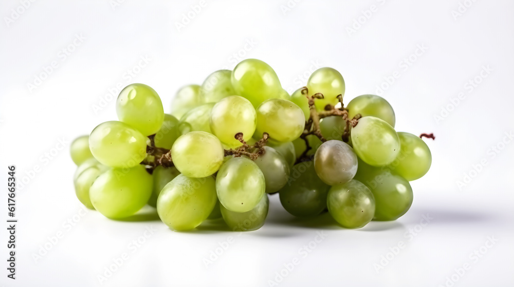 bunch of green grapes on isolate white background created with Generative AI
